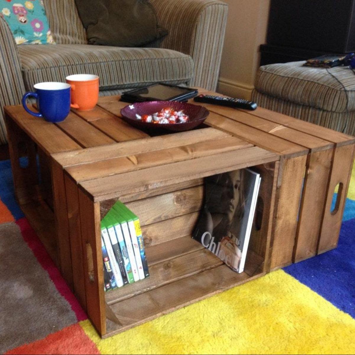 Wood crate shop coffee table